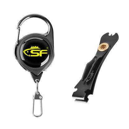 SF 3 in 1 Fly Fishing Nipper Knot Tying Tool with Zinger Retractor | Stainless Steel convenient pocket size freshwater smooth consolidates anti-rust Fly Line Cutter Fishing Clippers