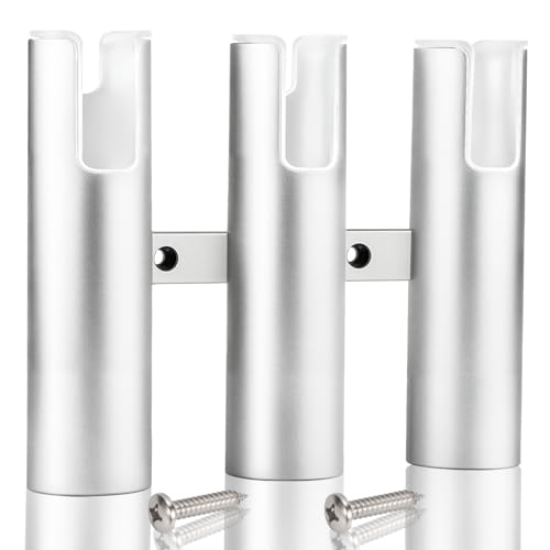 Aluminum Fishing Boat Rod Holder, 3/4 Link Tube Rod Rack, Marine Grade Aluminum Rod Mount for Boats & Yachts, Silver - color: Silver 3 Tube white inner