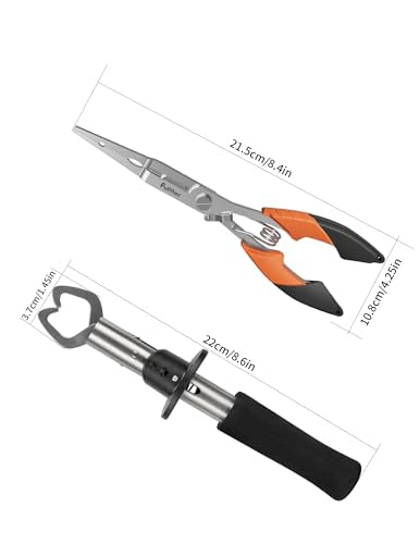 Fishing Tools Kit,Fishing Hook Remover Pliers | Fish Lip Gripper, Muti-Function Fishing Gear with Lanyard, Saltwater Resistant Fishing Accessories - color: 8"Fishing Pliers Orange