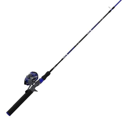 Zebco Splash Spincast Reel and Fishing Rod Combo, Fiberglass Rod, Ball Bearing System, All Metal Gears, 8-Pound Line - color: Z-Splash Blue