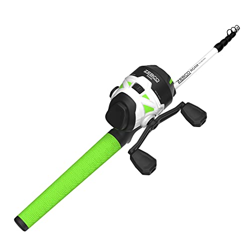 Zebco Roam Telescopic Fishing Rod and Spinning or Spincast Fishing Reel Combo, Durable 6-Foot Fiberglass Rod with ComfortGrip Handle, Pre-spooled with Zebco Cajun Fishing Line - style: Spincast Reel - Green