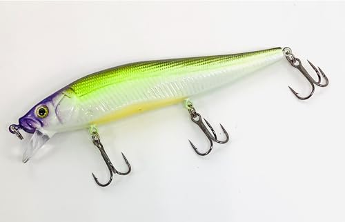 Luck E Strike STX Jerkbait, 4.5 Inch Suspending Hydrodynamic Fishing Lure, Made in The USA - color: Purple Green Apple