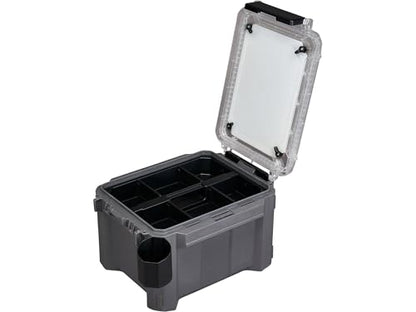 Plano GoNow 30L Camp Kit, Waterproof Field Box System with Cutting Board, Cup Holders, Clear Lid Organizer, Modular Camping Gear Storage, Charcoal - color: Charcoal - XL, style: Utility Box