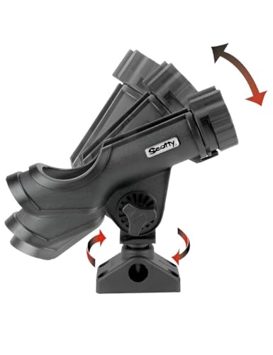 Scotty 0231-BK PowerLock Rod Holder, with 0244 Flush Deck Mounts, black | Adjustable, 360 Degrees of Rotation, Durable Construction