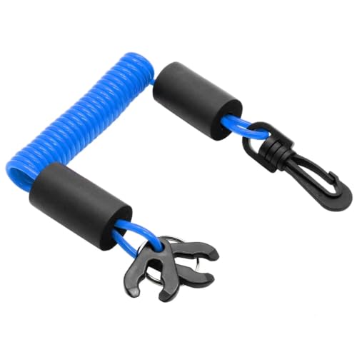 Floatable Boat Kill Switch Lanyard with Backup Key & Flotation Foam - color: Blue