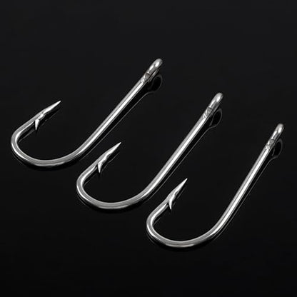 Stainless Steel Saltwater Fishing Hooks - 50pcs O'shaughnessy Hooks Forged Long Shank J Fishing Hooks Extra Strong Fish Hooks for Trolling Sea Bass Striper Cod Bluefish Size 1/0-10/0 - size: 6/0-50pcs