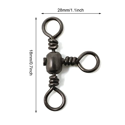 Honbay 30PCS 3# Cross Line Barrel Stainless Steel Swivels 3 Way Swivel Fishing Crossline Swivels Three Way Fishing Swivels Fishing Tackle Fishing Rig Saltwater Freshwater T-Turn Fishing Line Connector