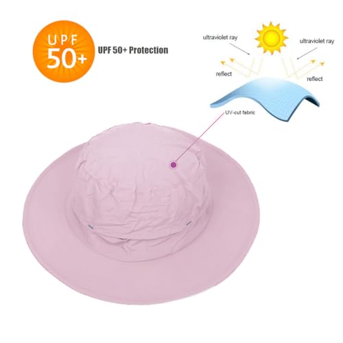 Flammi Mosquito Net Hat Safari Hat UPF 50+ Sun Protection Boonie Hats for Men with Neck Flap Fishing Hiking Hat for Men/Women - color: Pink