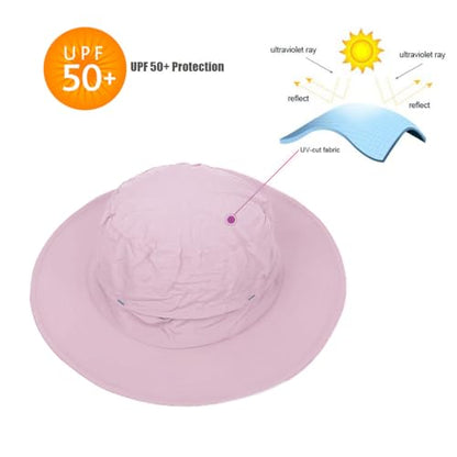 Flammi Mosquito Net Hat Safari Hat UPF 50+ Sun Protection Boonie Hats for Men with Neck Flap Fishing Hiking Hat for Men/Women - color: Pink
