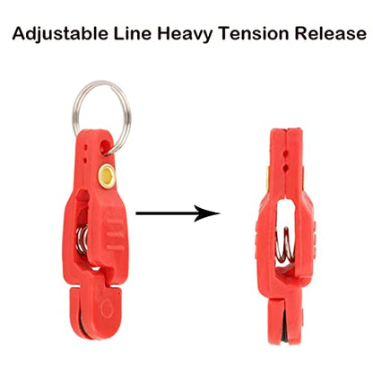 4Pcs Heavy Tension Snap Release Clips Lead Line Clip with Key Ring for Weight Planer Board Kites Downrigger Trolling Fishing - color: Red