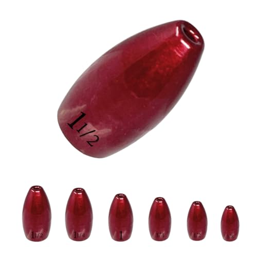 Reaction Tackle Tungsten Flipping Weights for Bass Fishing - Punch Sinkers for Heavy Cover - Size Stamped Texas and Carolina Rig Freshwater and Saltwater - color: Red, size: 3/4 oz (4-Pack)
