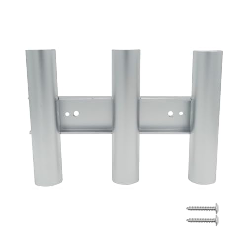 ISURE MARINE Aluminum Fishing Boat Rod Holder, 3 Link Tube Aluminum Rod Rack, Wall-Mounted Fishing Rod Holders ,Tubes Linked Fishing Rod Rack for Garage Boats & Yacht