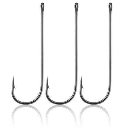 Dr.Fish 100 Pack Aberdeen Fishing Hooks Freshwater, Straight Shank Light Wire Worm Hooks for Bass/Crappie/Bream/Bluegill/Panfish - size: #3/0-100 Pack