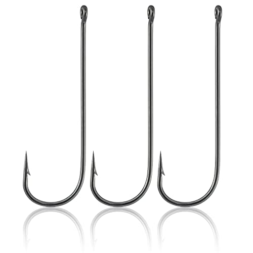 Dr.Fish 100 Pack Aberdeen Fishing Hooks Freshwater, Straight Shank Light Wire Worm Hooks for Bass/Crappie/Bream/Bluegill/Panfish - size: #4/0-100 Pack