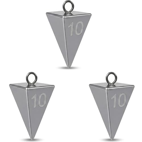 Pyramid Sinkers for Surf Fishing – Lead Fishing Weights, No-Roll Bottom Hold - style: 10oz-3pcs