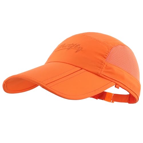 Connectyle Men's Foldable Baseball Sun Cap with Removable Face Mask Neck Flap Cover UPF 50+ Sun Protection Fishing Hiking Hat - color: Orange