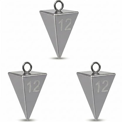Pyramid Sinkers for Surf Fishing – Lead Fishing Weights, No-Roll Bottom Hold - style: 12oz-3pcs