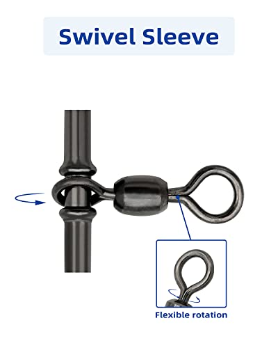 BLUEWING 3-Way Fishing Swivels 73,84,88,309 lbs T-Turn Swivel Sleeve with Rolling Barrel for Rigs for Freshwater and Saltwater - size: M (88lbs) 50pcs