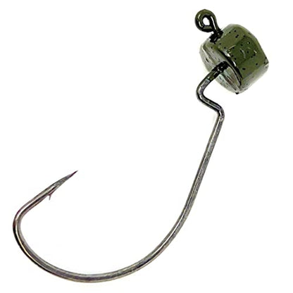 Reaction Tackle Mushroom Jig Heads for Ned Rig Finesse Bass Fishing, Stand-Up Design with Standard and EWG Hook Options (25-Pack) - color: Green Pumpkin EWG, size: 1/4 Oz