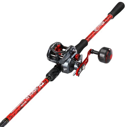 Sougayilang Baitcaster Rod Reel Combo, 2-Piece Fishing Rod with 400 Size Casting Reel, Aluminum Reel Seat for Musky Fishing