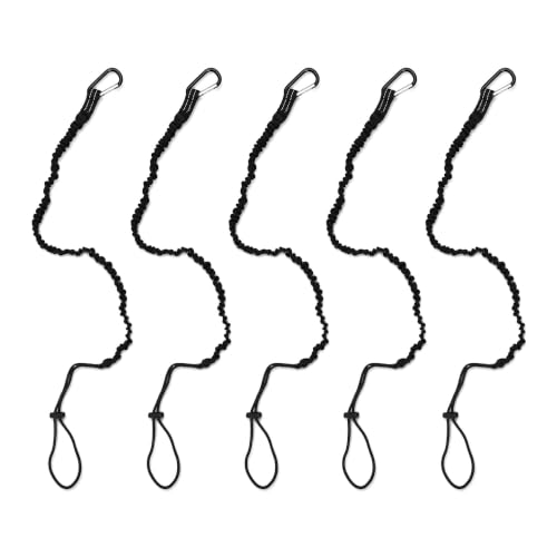 Safety Tether Tool Lanyard: 5PCS Safety Fall Protection Tools Leash Adjustable Loop End and Screw Lock Carabiner Clip