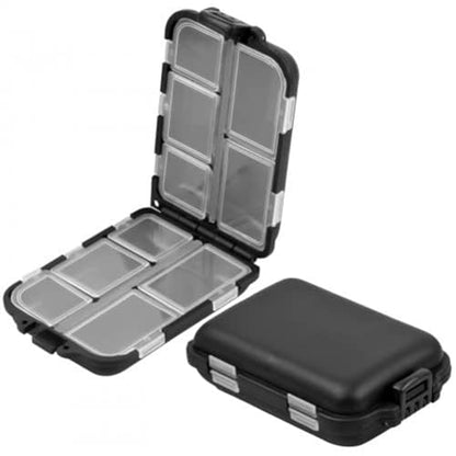 Mini Fishing Tackle Box, Small Fishing Accessories Storage, Double-Layer Lure Accessories Box, 9 Compartments (Black) - color: Black