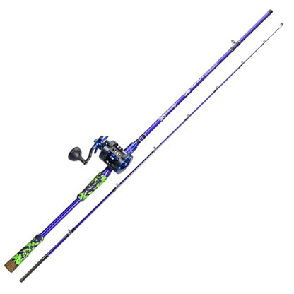 Sougayilang Inshore Saltwater Fishing Rods Combo, 7-Foot Spinning Rods and Casting Rods with Spinning/Trolling Reel - style: 7'0"casting Rod With Left Handed Reel