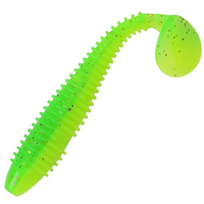 Paddle Tail Swimbaits, 2.5 inch/3inch Soft Lures Fishing Trout Crappie Bass for Freshwater and Saltwater 75PCS/60PCS - color: Green Bean, size: 3 inch, 60 PCs