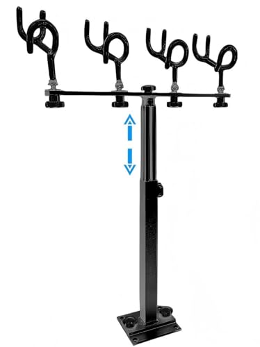 Fishing Rod Holder for Boat,Marine Fishing Pole Rack with The Function of Holding Four Fishing rods and 360 Degree Rotation & Adjustable Height,Includes mounting Plate. - color: Black