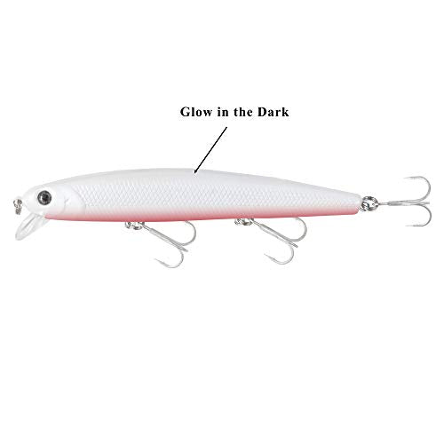 Calissa Offshore Tackle 110mm and 140mm California Inshore Fishing - Special Jerkbait Crankbait Surf Flash Fishing Salt Pro Lure Minnow Zebra MS Metallic Sardine Glow - size: 110mm, style: Nuclear Pink (Glow)