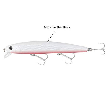 Calissa Offshore Tackle 110mm and 140mm California Inshore Fishing - Special Jerkbait Crankbait Surf Flash Fishing Salt Pro Lure Minnow Zebra MS Metallic Sardine Glow - size: 110mm, style: Nuclear Pink (Glow)