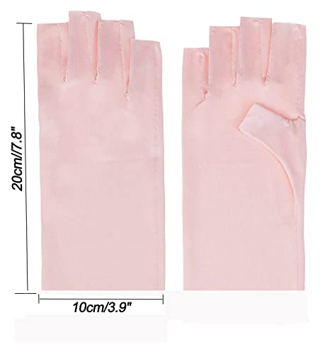 Utaly Women Sunblock Fingerless Gloves Non-Slip UV Protection Driving Riding Summer Outdoor Gloves for Women Girls - color: Pink
