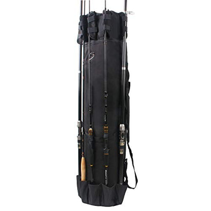 Fishing Pole Rod Holder Bags, Fishing Organizer Case Carrier Reel Pole Storage Bags Waterproof Fishing Gear Organizer Travel Carry Bags - color: Black
