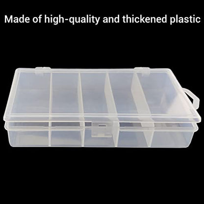 IFAMIO Clear Plastic Storage Case Container for Fishing Tackle Organizer Box with Dividers for Jewelry Beads Collection