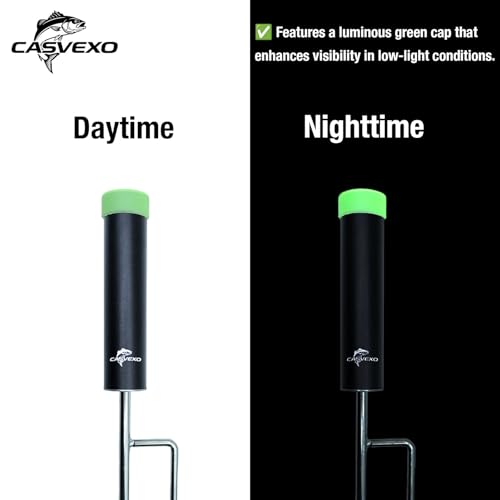 Fishing Pole Holder , 2 Pack Aluminum Fishing Rod Holder for Ground, Rod Holders for Bank Fishing, Double Spike Support, 2 Free Alarm Bells
