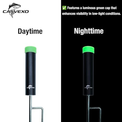 Fishing Pole Holder , 2 Pack Aluminum Fishing Rod Holder for Ground, Rod Holders for Bank Fishing, Double Spike Support, 2 Free Alarm Bells