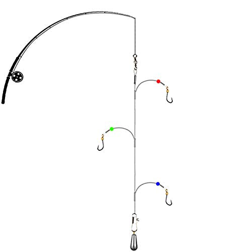 High Strength Steel Wire Leader Rigs with Hooks Swivels Snap Connect,Saltwater Fishing Assecories Steel Wire Leader with Nylon-Coating - size: 10#