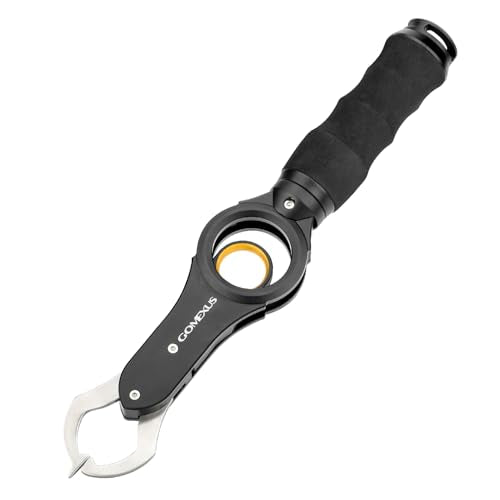 Gomexus Fish Lip Gripper with Scale,Max 40lbs Scale,for Safe Handling Fish,Easy Hook Removal-Ideal Fishing Gifts for Men - color: Gold