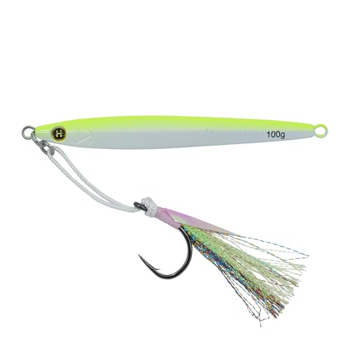 Hogy Big-Game Sand EEL Jig - Tuna Fishing Lure Knife-Style Deep Water Jig | Knife-style deep water jig with heavy-duty assist hooks for Tuna, Striped Bass, Groundfish & saltwater fishing. - color: Albie Crack, size: 8/0 - 3.5oz