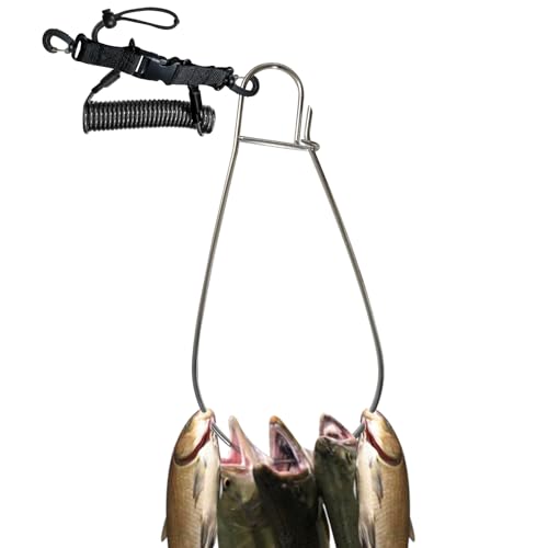 Fish Stringer Clip Large, Fishing Stringer Carry Multiple Large Fish, Quick Release 78”Steel Core Lanyard, Designed for Spearfishing, Kayak Fishing & Scuba Diving, Stainless - style: 1 Pack