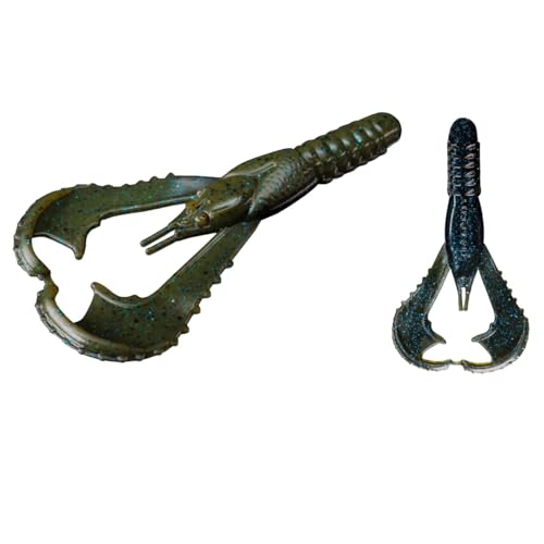 Lunker City Fishing Karate Craw 3" or 4" Soft Plastic Crawfish Bass Lure Open Claws Bait, 7 Per Bag, Made in The USA - color: #22 Top Two, size: 4"