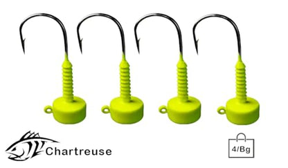 Lunker City Fishing Ned Head Ned Rig Jig Heads Weighted UltraPoint 2/0 3/0 Hook 1/16oz 1/8oz 3/16oz 1/4oz 3/8oz 1/2oz Finesse Fishing LunkerGrip for Soft Plastic Bass Lures, Made in The USA - color: Chartreuse, size: 3/16oz