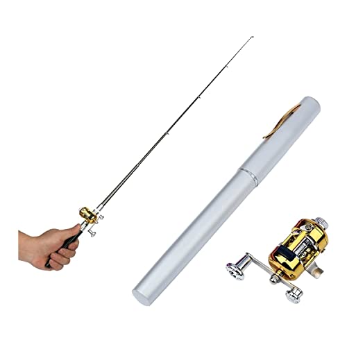2023 Pocket Size Fishing Rod - Pen Fishing Pole and Reel Combo, Portable Telescopic Small Fishing Pole Mini Fishing Rod, Micro Collapsible Fishing Rod and Reel Combo Travel Fishing Kits - color: White