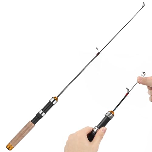 DOITOOL Telescopic Mini Ice Fishing Rod Ultra-Light Portable Winter Fishing Pole Compact Pocket Rod with Carbon Coating and Durable Guides