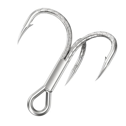 Treble Fishing Hooks, 4X Strong High Carbon Alloy Steel Triple Hooks, Sharp Barbed Fish Scale Pattern Fish Hooks,Freshwater Saltwater Sizes #8-3/0 - size: 6