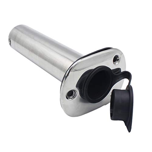 X-Haibei 2Pcs Flush Mount Fishing Rod Holders for Boat Stainless Steel 0 Degree Holders with Rubber Cap for Marine