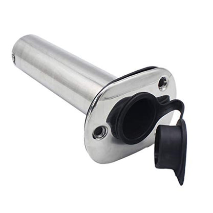 X-Haibei 2Pcs Flush Mount Fishing Rod Holders for Boat Stainless Steel 0 Degree Holders with Rubber Cap for Marine