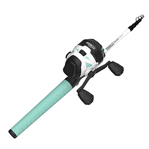 Zebco Roam Telescopic Fishing Rod and Spinning or Spincast Fishing Reel Combo, Durable 6-Foot Fiberglass Rod with ComfortGrip Handle, Pre-spooled with Zebco Cajun Fishing Line - style: Spincast Reel - Seafoam