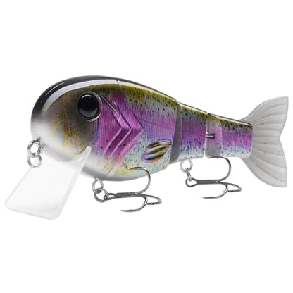 BASSROCK Topwater Fishing Lures for Bass Pike Salmon Floating Swimbait Jointed Crankbait Freshwater Saltwater 4.9in/1.76oz RK1001 - color: Pink Back, size: 4.9in/1.76oz