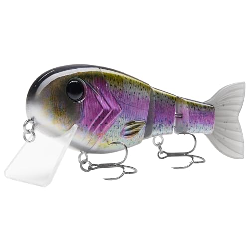 BASSROCK Topwater Fishing Lures for Bass Pike Salmon Floating Swimbait Jointed Crankbait Freshwater Saltwater 4.9in/1.76oz RK1001 - color: Rainbow Trout, size: 4.9in/1.76oz